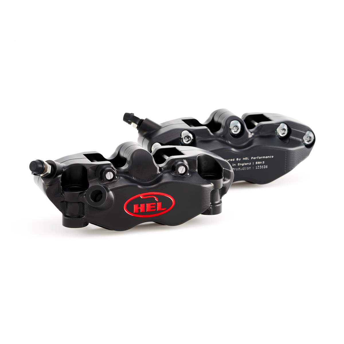 Et par svarte HEL radialkalipere V2 108 mm med flat rygg